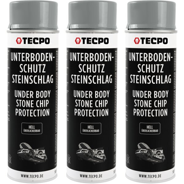 3x TECPO Unterbodenschutz überlackierbar hell, 500 ml