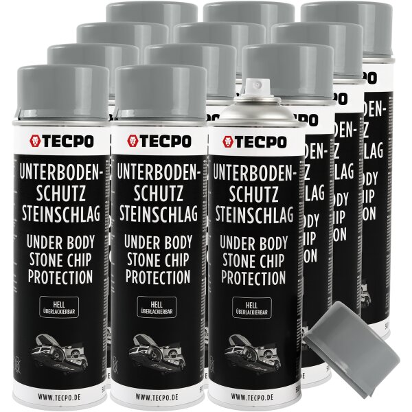 12x TECPO Unterbodenschutz überlackierbar hell, 500 ml