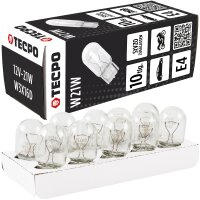 TECPO Glühbirnen Set, 12V-21W, W21W, W3X16d, 50 Stück