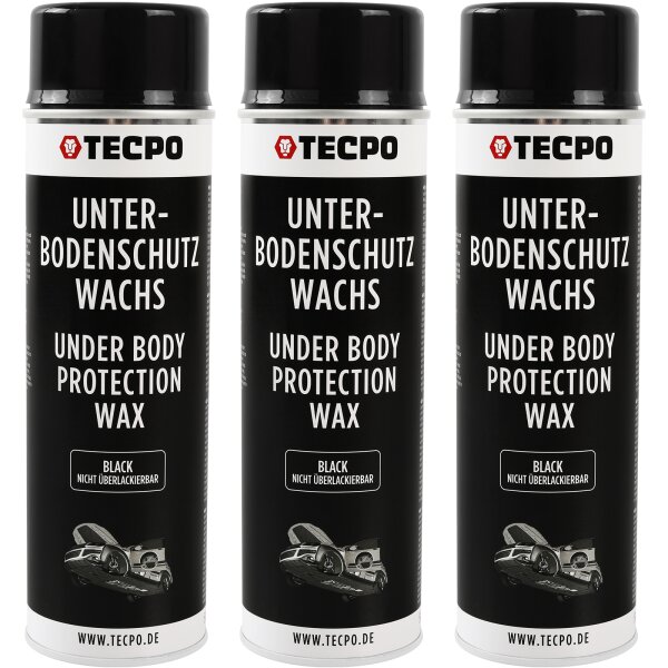 3x TECPO Unterbodenschutz überlackierbar schwarz, 500 ml