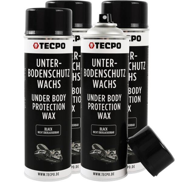 4x TECPO Unterbodenschutz überlackierbar schwarz, 500 ml