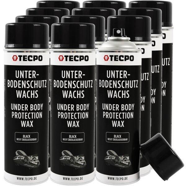 12x TECPO Unterbodenschutz überlackierbar schwarz, 500 ml