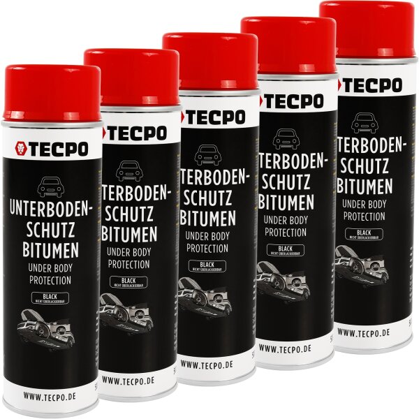 5x TECPO Unterbodenschutz Bitumen schwarz, 500 ml