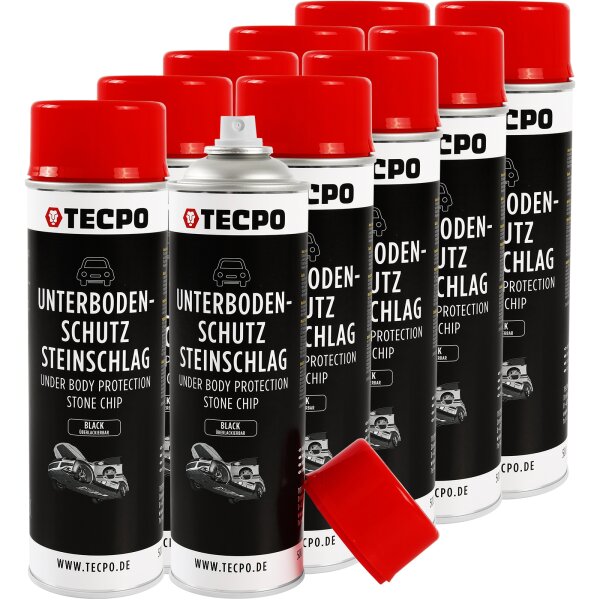 10x TECPO Unterbodenschutz überlackierbar schwarz, 500 ml