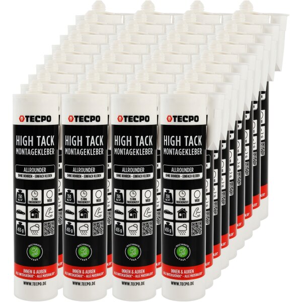 TECPO Montagekleber HIGH TACK Baukleber, 36x 455g Kleber + Dichtstoffe MS-Polymer SMP