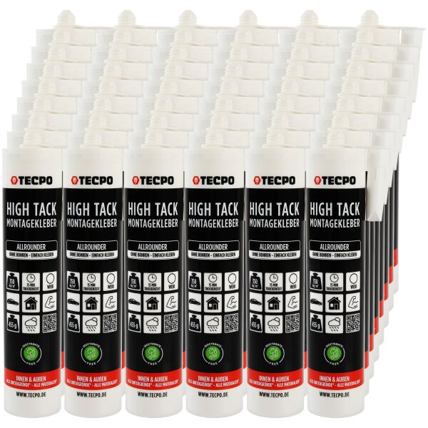 TECPO Montagekleber HIGH TACK Baukleber, 48x 455g Kleber + Dichtstoffe MS-Polymer SMP