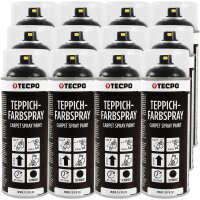 12x TECPO 1K Farbspray Schwarz Teppich / Fußmatten,...