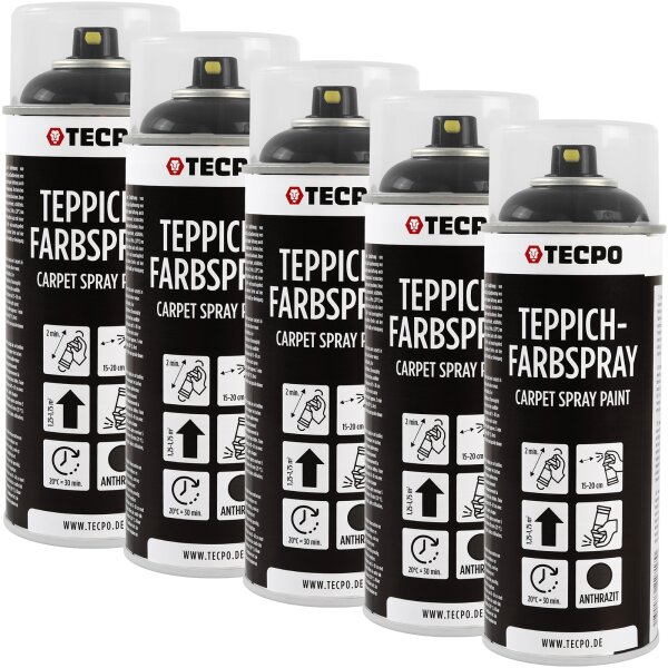 5x TECPO 1K Farbspray Anthrazit Teppich / Fußmatten, 400 ml
