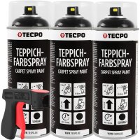 3x TECPO 1K Farbspray Schwarz Teppich / Fußmatten,...