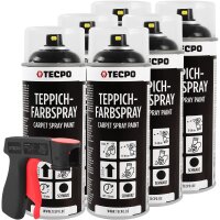 6x TECPO 1K Farbspray Schwarz Teppich / Fußmatten,...