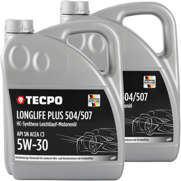 2x 5L TECPO 5W-30 LONGLIFE PLUS MOTORÖL für VW 504.00 507.00 MB 229.31 229.51 BMW LL-04 C30