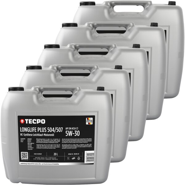 100L TECPO 5W-30 LONGLIFE PLUS MOTORÖL für VW 504.00 507.00 MB 229.31 229.51 BMW LL-04 C30