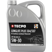 5L TECPO 5W-30 LONGLIFE PLUS MOTORÖL für VW 504.00 507.00 MB 229.31 229.51 BMW LL-04 C30 + Motorspülung Motor Flush Motorreiniger 300 ml