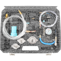 TECPO Kühlsystem Abdrückgerät 27-teilig + 5L Kühlerfrostschutz Kühlmittel AG13+ rosa (-40 C°) Antifreeze