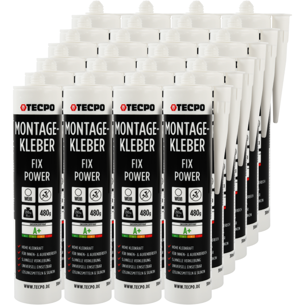 24x TECPO Universal Montagekleber Ultra FIX Power Baukleber 480g Weiß