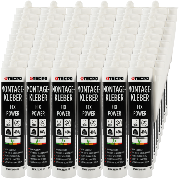 60x TECPO Universal Montagekleber Ultra FIX Power Baukleber 480g Weiß