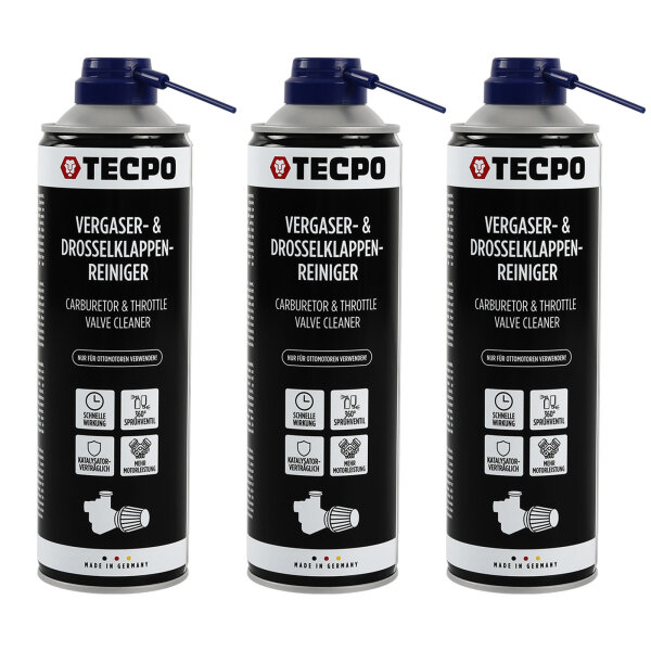 TECPO Vergaser & Drosselklappen Reiniger Ansaug-System-Reinigung 3x500 ml