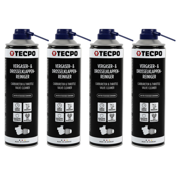 TECPO Vergaser & Drosselklappen Reiniger Ansaug-System-Reinigung 4x500 ml