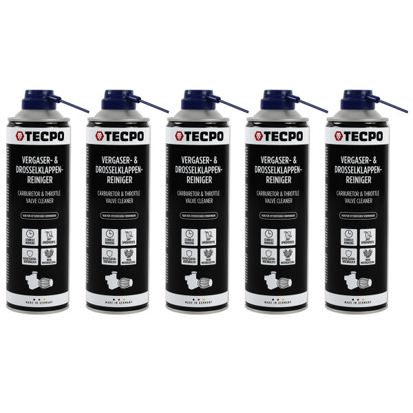 TECPO Vergaser & Drosselklappen Reiniger Ansaug-System-Reinigung 5x500 ml