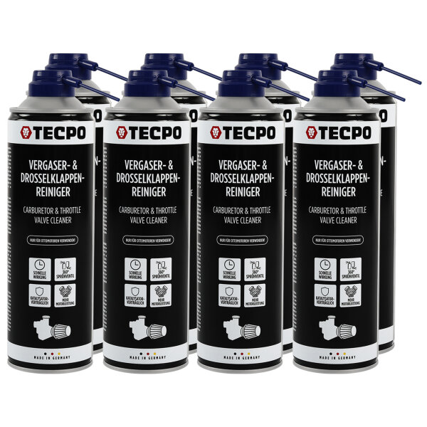 TECPO Vergaser & Drosselklappen Reiniger Ansaug-System-Reinigung 8x500 ml