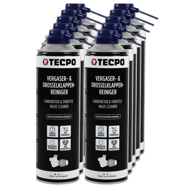 TECPO Vergaser & Drosselklappen Reiniger Ansaug-System-Reinigung 10x500 ml