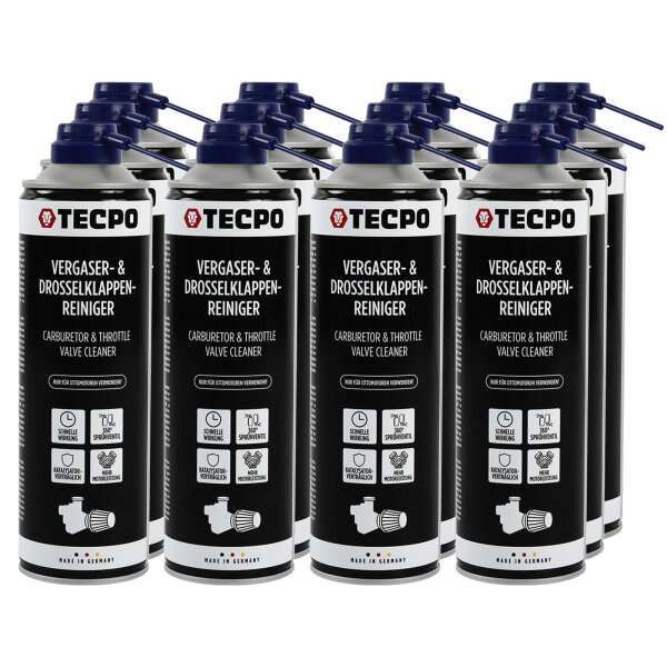 TECPO Vergaser & Drosselklappen Reiniger Ansaug-System-Reinigung 12x500 ml
