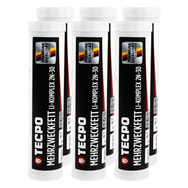 TECPO Mehrzweckfett 6x400g Hochleistungs Li-Komplex Schmierfett KP 2N-30 Lithium Fett