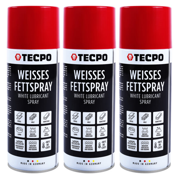TECPO Weisses Fettspray Sprühfett White Grease 2x 400 ml Hochleistungs-Schmierfett mit starker Kriechwirkung und Korrosionsschutz