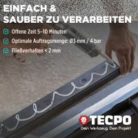 TECPO Montagekleber Fix Power, 480g Universal Baukleber Kartuschen Kraftkleber + Alu Kartuschenpresse