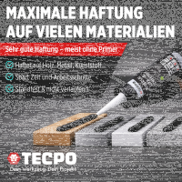 2x TECPO Universal Klebe- und Dichtstoff FLEX SEAL 522 SCHWARZ 1K MS-Polymer UV-stabil und witterungsbeständig