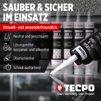 3x TECPO Universal Klebe- und Dichtstoff FLEX SEAL 522 SCHWARZ 1K MS-Polymer UV-stabil und witterungsbeständig