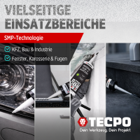 4x TECPO Universal Klebe- und Dichtstoff FLEX SEAL 522 SCHWARZ 1K MS-Polymer UV-stabil und witterungsbeständig