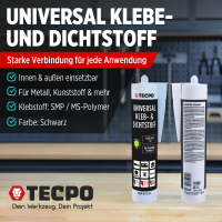 5x TECPO Universal Klebe- und Dichtstoff FLEX SEAL 522 SCHWARZ 1K MS-Polymer UV-stabil und witterungsbeständig