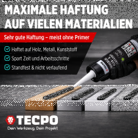 6x TECPO Universal Klebe- und Dichtstoff FLEX SEAL 522 SCHWARZ 1K MS-Polymer UV-stabil und witterungsbeständig
