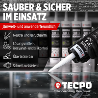 10x TECPO Universal Klebe- und Dichtstoff FLEX SEAL 522 SCHWARZ 1K MS-Polymer UV-stabil und witterungsbeständig