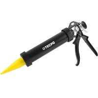 1x TECPO Universal Klebe- und Dichtstoff FLEX SEAL 522 SCHWARZ 1K MS-Polymer UV-stabil und witterungsbeständig + Alu-Kartuschenpresse 220 mm