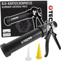 5x TECPO Universal Klebe- und Dichtstoff FLEX SEAL 522 SCHWARZ 1K MS-Polymer UV-stabil und witterungsbeständig + Alu-Kartuschenpresse 220 mm
