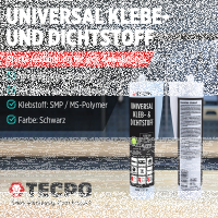 5x TECPO Universal Klebe- und Dichtstoff FLEX SEAL 522 SCHWARZ 1K MS-Polymer UV-stabil und witterungsbeständig + Alu-Kartuschenpresse 220 mm