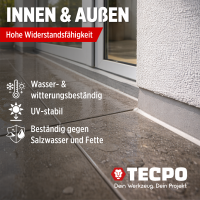 6x TECPO KLEBE UND DICHTSTOFF UNIVERSAL FLEX SEAL 522 WEIß 1K MS POLYMER 480g + Alu-Kartuschenpresse 220 mm