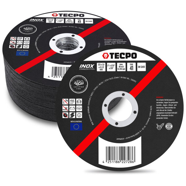 TECPO Trennscheiben für Edelstahl T41, Ø 125x1.0x22,2 mm, 25-tlg.