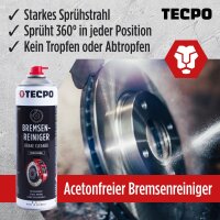 TECPO Druckluft Bremskolbenrücksteller Set 8-tlg. Universal Bremskolben Werkzeug + 12x TECPO Bremsenreiniger Universal Reiniger, 500 ml