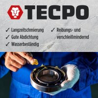 6x TECPO Universal Mehrzweckfett EP2, 500g + Zweihand-Kartuschen Fettpresse 2in1 PROFI-Ausführung 500g für Schraubkartuschen / Fett Mehrzweckfett
