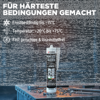 2x TECPO Universal Montagekleber Ultra FIX Power Baukleber 480g Weiß + Kartuschenpresse Kartuschenpistole 25:1