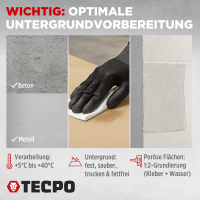 6x TECPO Universal Montagekleber Ultra FIX Power Baukleber 480g Weiß + Kartuschenpresse Kartuschenpistole 25:1