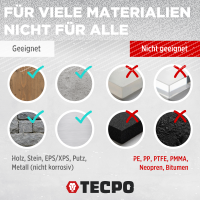 6x TECPO Universal Montagekleber Ultra FIX Power Baukleber 480g Weiß + Kartuschenpresse Kartuschenpistole 25:1