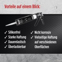 10x TECPO KKD 801 Karosserie Klebe- und Dichtmasse, 370g + Kartuschenpresse Kartuschenpistole 25:1 für Kartuschen 150–310 ml (bis 220 mm Länge)