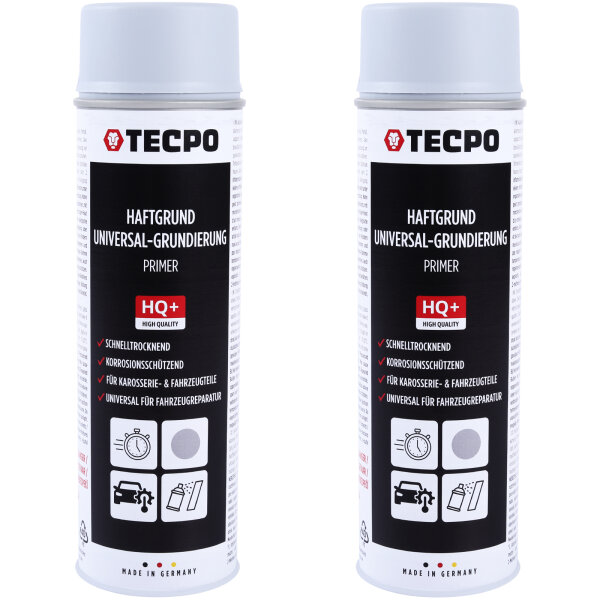 2x TECPO Haftgrund Grundierung grau Lackspray Sprühdose Primer, 500 ml