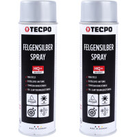 2x TECPO Felgensilber-Spray Felgenlack Lackspray, 500 ml