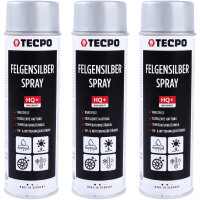 3x TECPO Felgensilber-Spray Felgenlack Lackspray, 500 ml