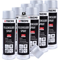 8x TECPO Felgensilber-Spray Felgenlack Lackspray, 500 ml
